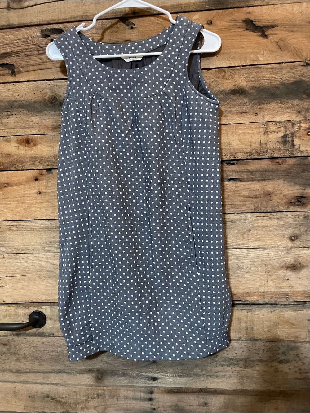 Gray Polka Dot Sleeveless Mini Dress